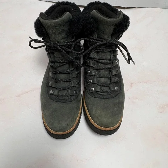 Cole Haan Nike Air Collab Waterproof Hiker Boots Women's 8 Green Suede Shearling - Picture 3 of 7